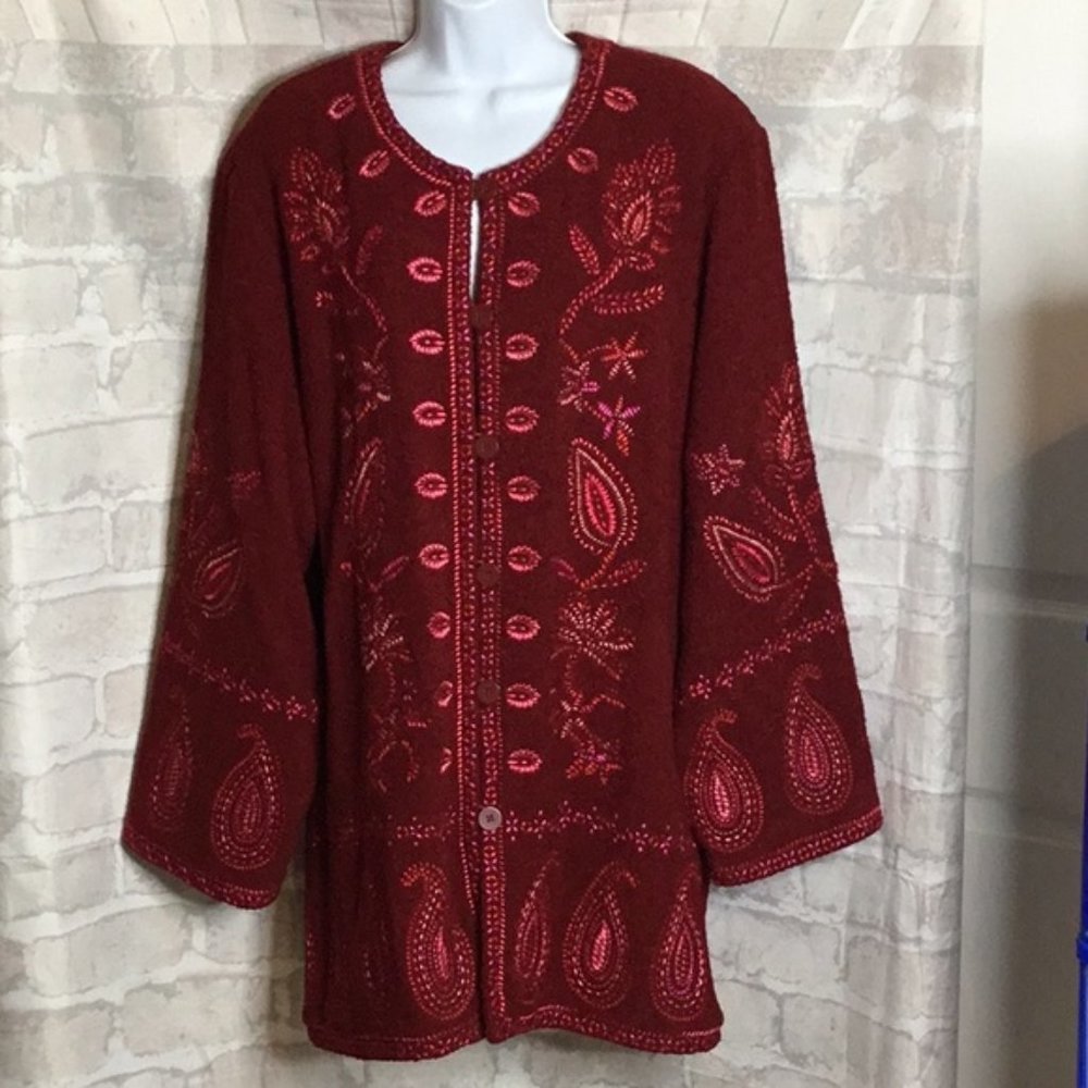 Linea by Louis Dell'Olio Red Wool Blend Jacket 2X
